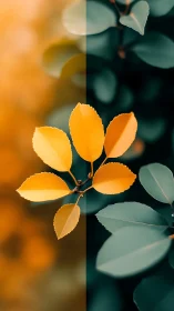 Split-toned macro foliage study with warm and cool color grading