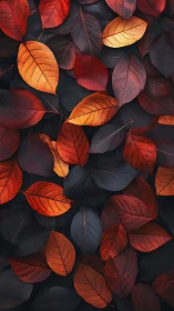 Autumn leaves pattern with deep red and orange contrast.