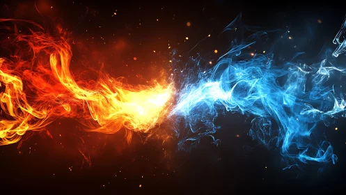 Fire and Ice Collision: Plasma Energy Beam Convergence.