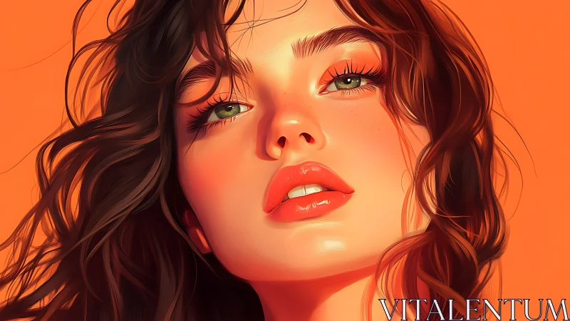 Digital portrait of young woman with orange backdrop.