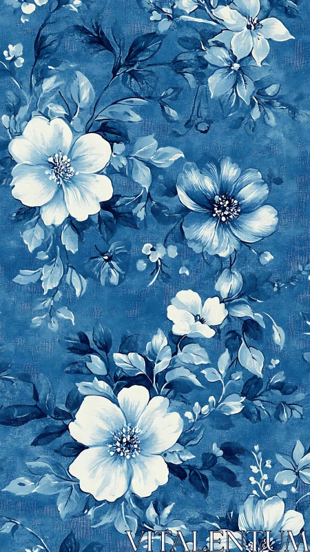Blue and White Floral Pattern Design