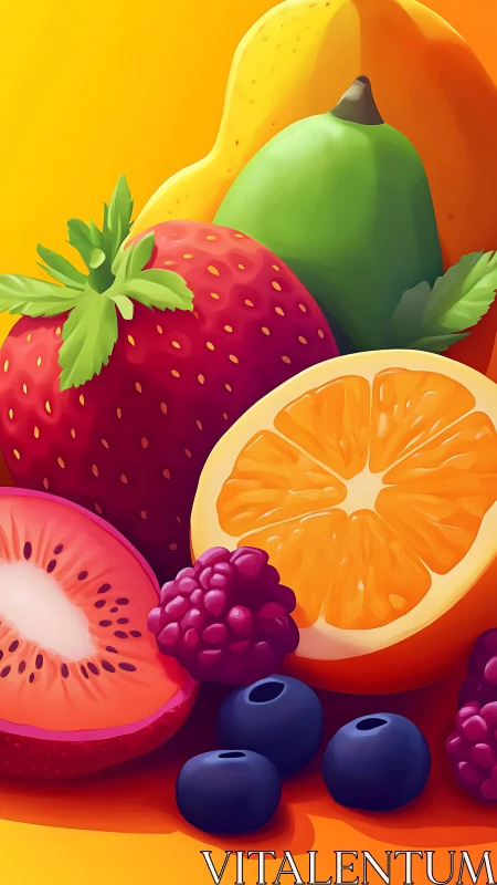 Sunlit fruit medley glowing in juicy tropical color storm.