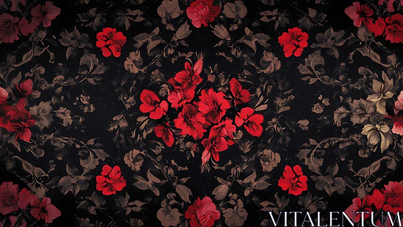 Crimson Blooms Dance on Velvet Darkness.