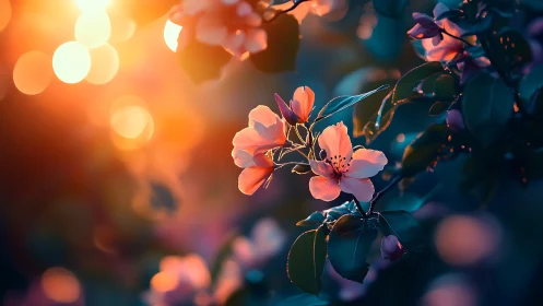 Luminous Floral Clusters Backlit by Warm Bokeh Gradients