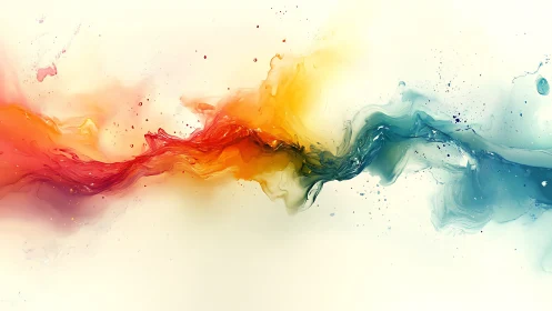 Colorful fluid abstraction with red, yellow and blue streaks.