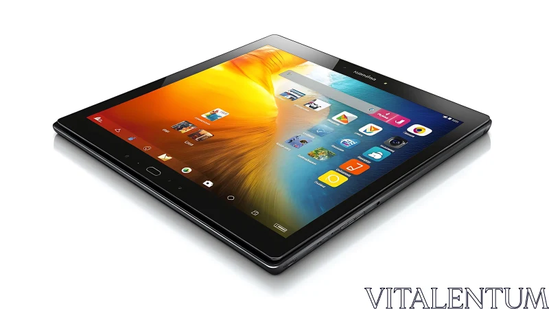 Modern Tablet Device with Glowing Light Effect Display