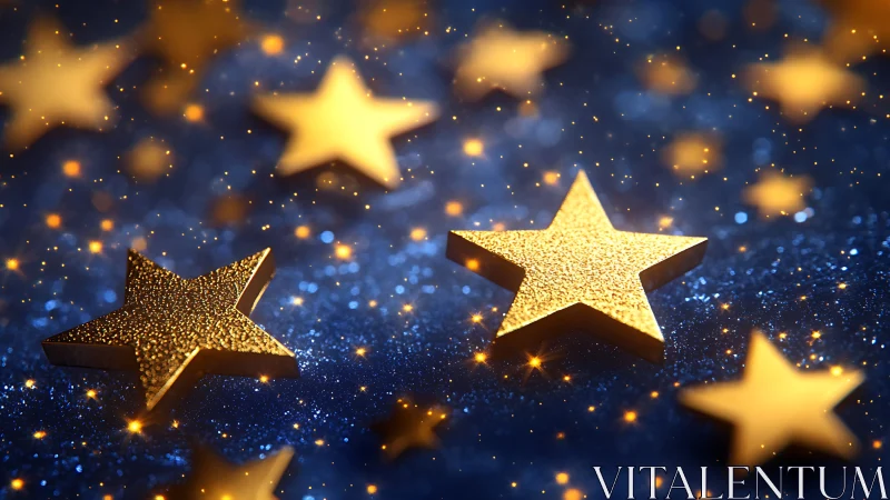 Golden stars glow gently across a dreamy midnight sky