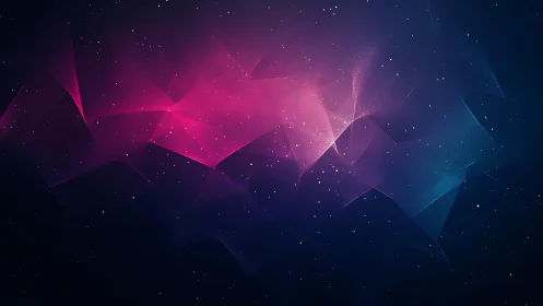 Abstract Digital Nebula with Pink and Blue Light on Dark Background.