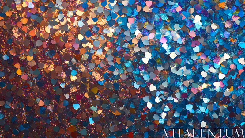 Colorful Heart-Shaped Glitter Confetti Abstract Background.