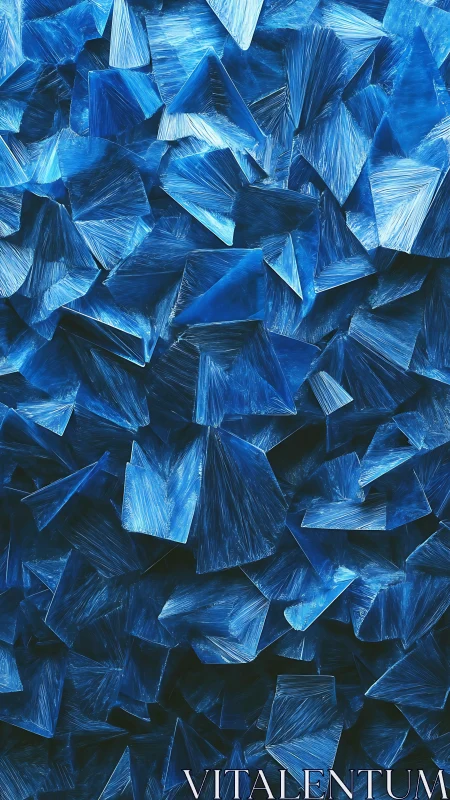 Blue crystalline polygonal surface with layered shard structure.