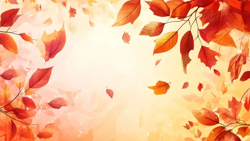 Autumn foliage vortex with radial luminous background field.