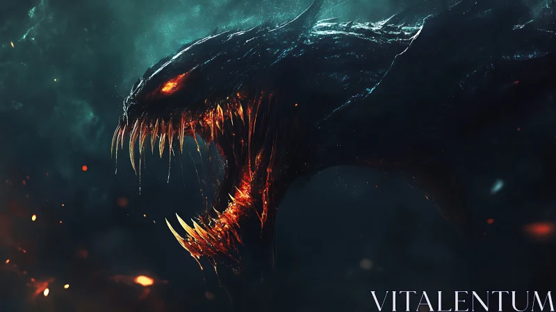 Infernal draconic creature rendered in high-contrast digital painting