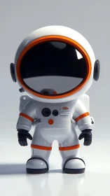 Minimalist chibi astronaut render uses glossy hard-surface design