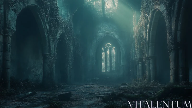 Moonlit ivy reclaims a forgotten cathedral in quiet triumph