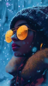 Golden winter reflections on a quiet city wanderer.