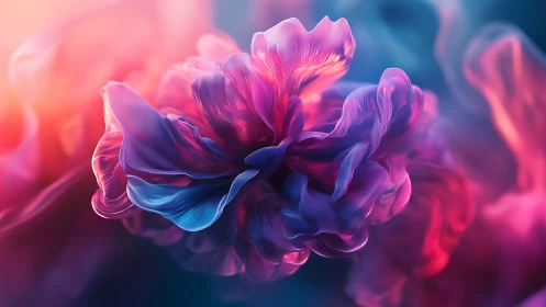 Abstract digital bloom with layered iridescent petals.