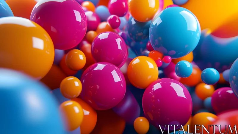 Chromatic glossy spheres in dynamic floating abstraction.