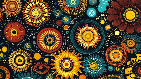 Radiant Florals Burst: A Symphony of Jeweled Petals and Cosmic Fire.