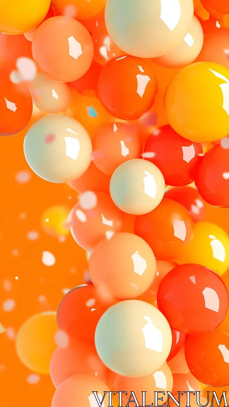 Glossy orange and cream spheres on uniform orange field.