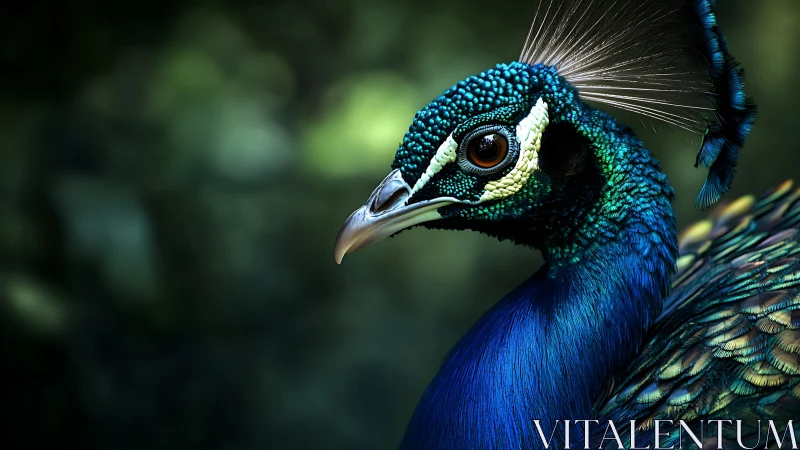 Close-up Portrait of Vibrant Peacock with Lush Detail in Nature.