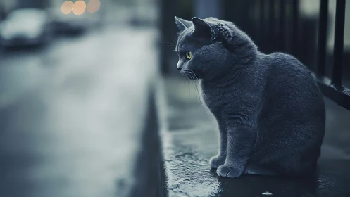 Midnight Sentinel: A Velvet Predator's Urban Vigil.