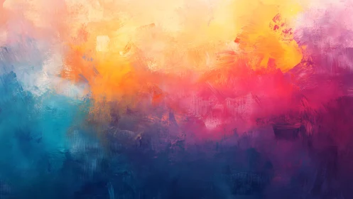 Vibrant Abstract Painting with Bold Colors and Soft Brushstrokes.