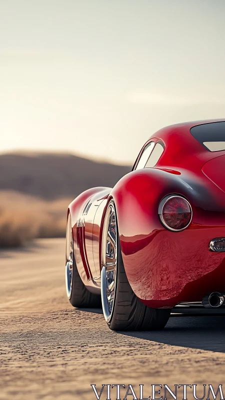 Crimson desert speedster hums quietly at the edge of dusk