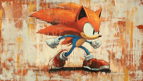 Brushstroke speedster charges through splattered canvas storm.