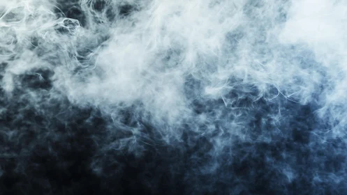 Dense swirling white smoke against dark background, abstract style.