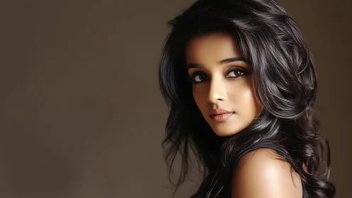 Soft light embraces a poised woman with thoughtful eyes