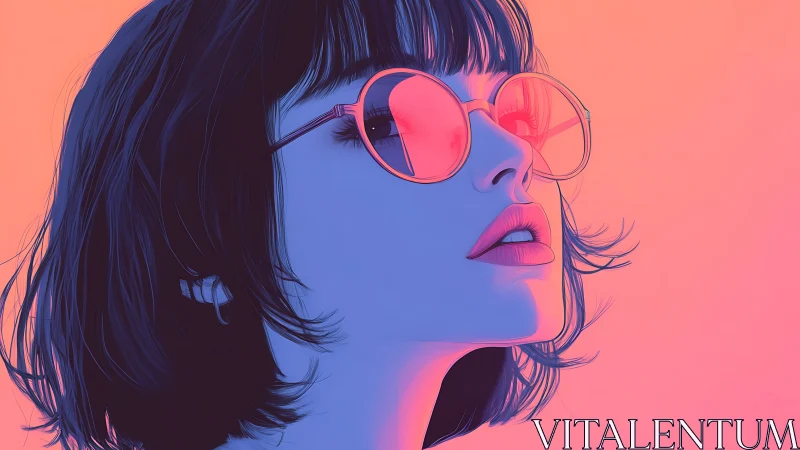 Neon gradient portrait with retro sunglasses and vector lighting.