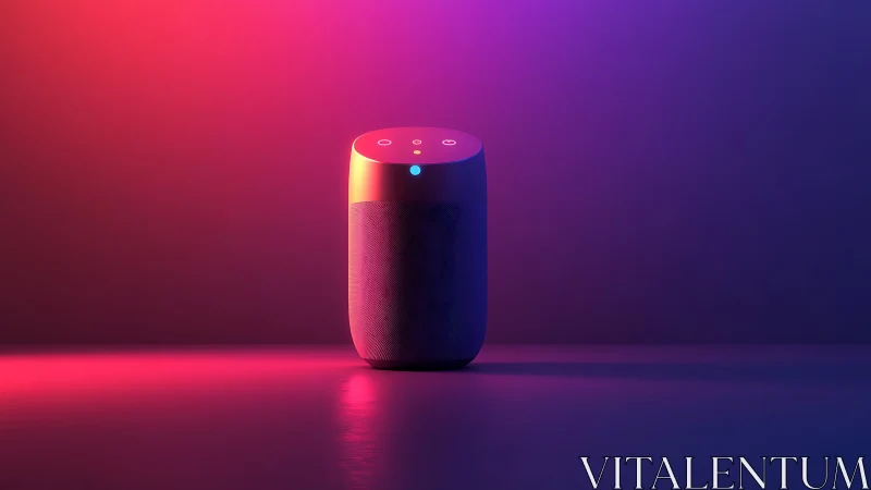 Smart Speaker Device Rendered in Neon Gradient Environment