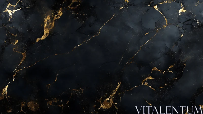 Midnight obsidian marble veined with liquid molten gold.