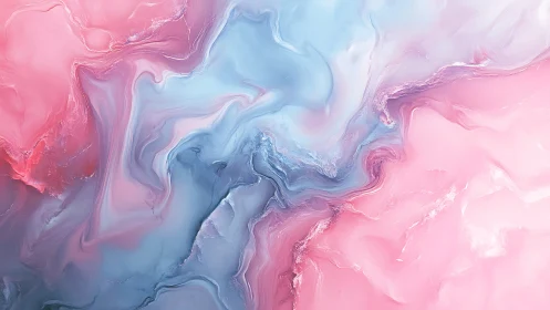 Abstract fluid color field shows pink and blue marbled gradients