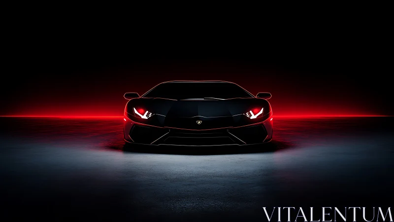 Low-key front view hypercar renders aggressive red backlight