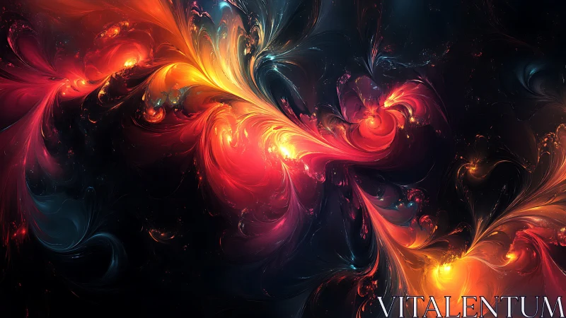 Luminous fractal plumes ignite a swirling cosmic canvas