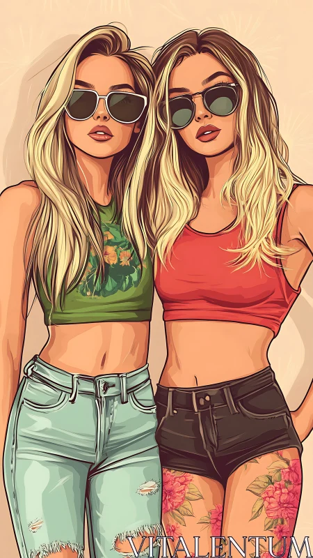 Stylish summer best friends in bright, confident colors.