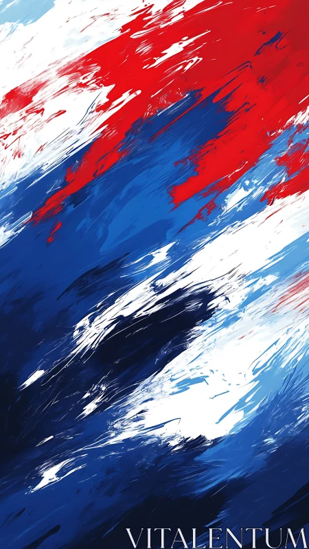 Bold red and blue brushstrokes race across a bright canvas