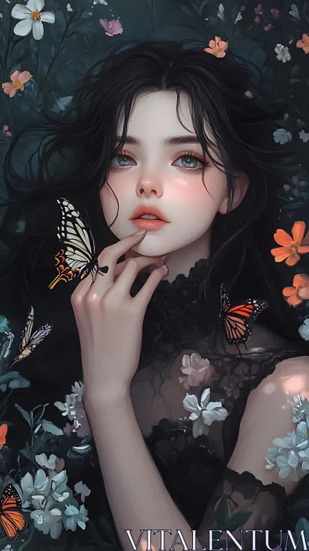 Midnight garden breathes while butterflies crown her silence