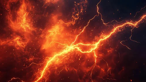 High-intensity electrical discharge with branching plasma formations and incandescent luminescence.