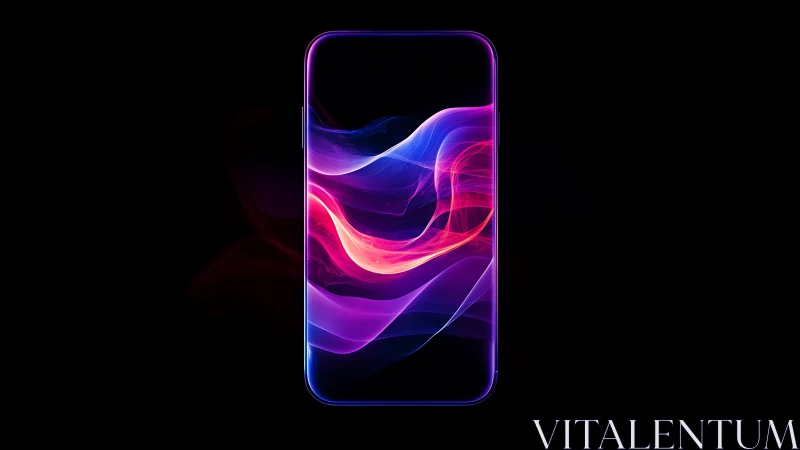 Bezel-less smartphone display with neon gradient light waves