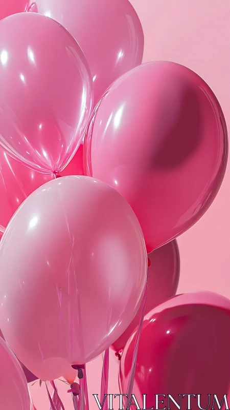 Floating Pink Balloons in Monochrome Celebration.