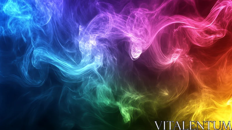 Colored smoke waves forming abstract luminous gradient.