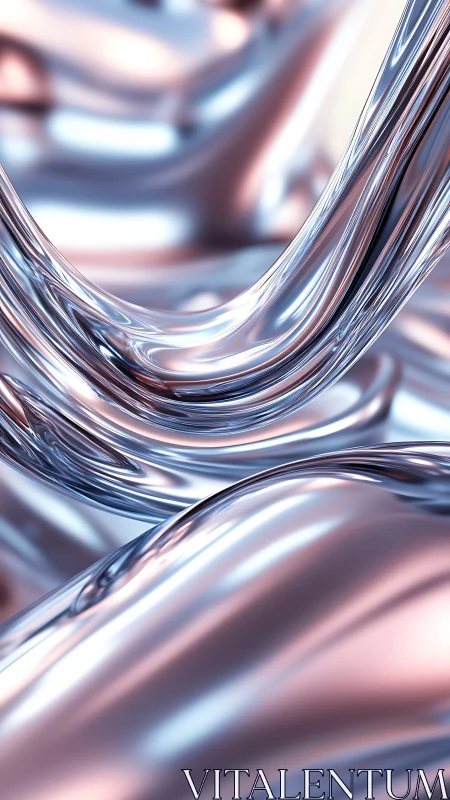 Liquid chrome waves curve through soft pastel reflections.
