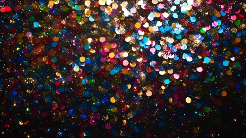 Glittering confetti lights up a dark festive background