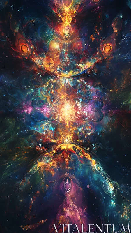 Vertical fractal nebula forms symmetrical cosmic explosion