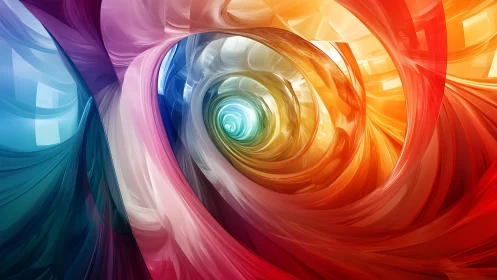 Chromatic vortex tunnel renders dynamic translucent ribbon forms