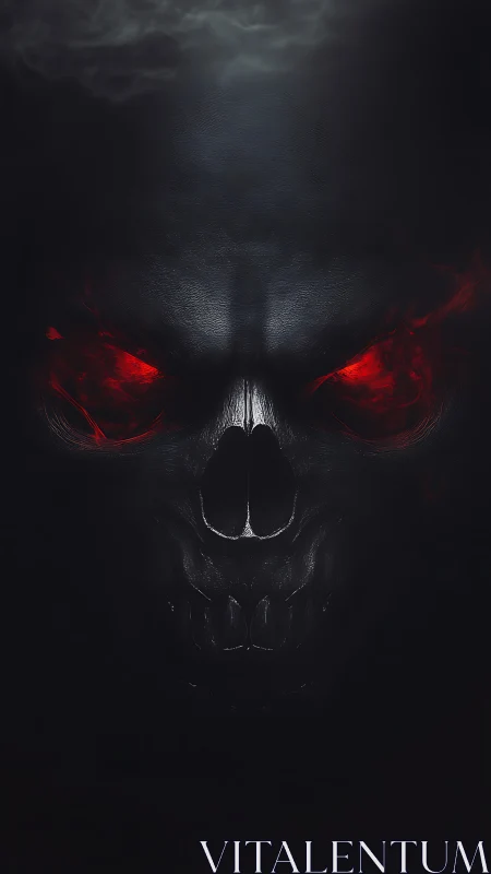 Ember-eyed shadow skull rising from the midnight gloom.