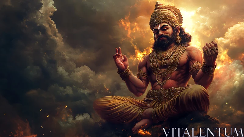 Seated mythological figure rendered in detailed digital painting