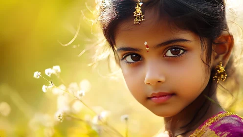 Golden Hour Grace: Child of Luminous Wonder.